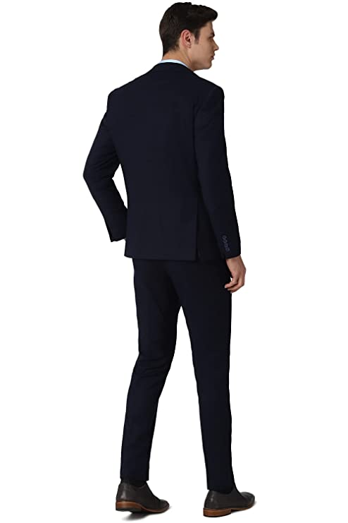 Peter England Polyester Blend Men Navy Three Piece Suit Business Vest (PIS3SNSF687966 40) - Image 2