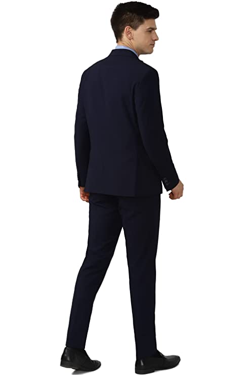 Peter England Men's Polyester Blend Two Piece Business Suit Pants Set (PISUONSPS21832_Black_36) - Image 3