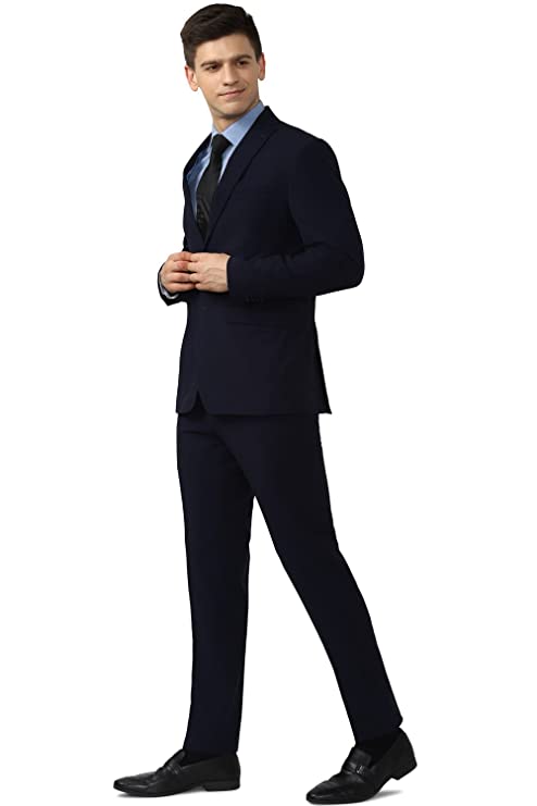 Peter England Men's Polyester Blend Two Piece Business Suit Pants Set (PISUONSPS21832_Black_36) - Image 2