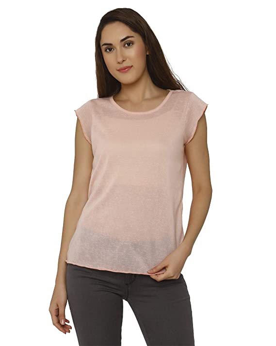 VERO MODA Womens Round Neck Slub T-Shirt