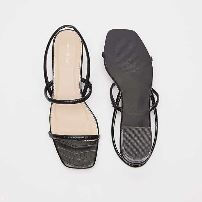 shoexpress womens Animal Textured Open Toe Slip-on Sandals With Block Heels Heeled Sandal - Image 5