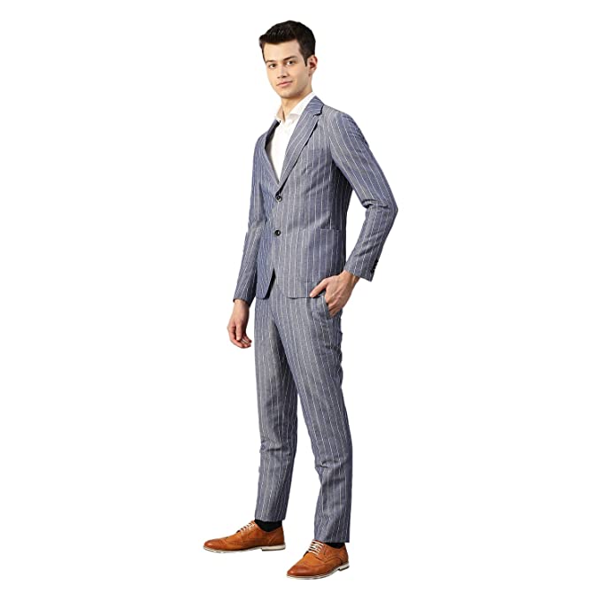 BRUUN & STENGADE Navy Blue Wool Blend Slim Fit Suit Set - Image 2