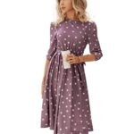 TAGAS Women's Poly Rayon Fit and Flare Knee-Length Western Dress (OP-3316-PURPLE- Purple_XS)