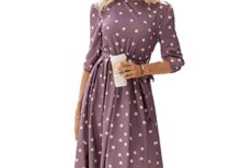 TAGAS Women's Poly Rayon Fit and Flare Knee-Length Western Dress (OP-3316-PURPLE- Purple_XS)