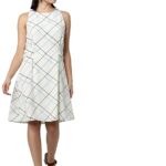 VERO MODA Womens Round Neck Checked Shift Dress