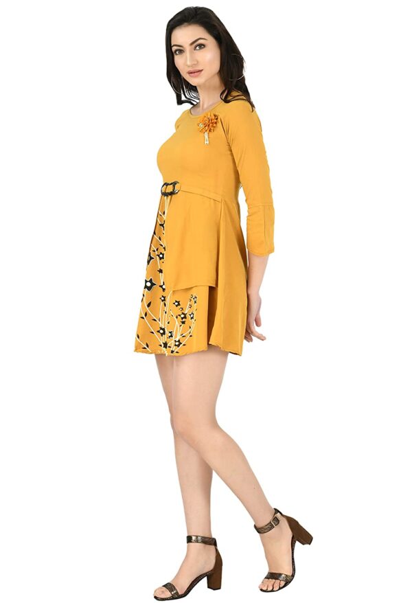 YOGYATA Women’s Stylish Fashionable Half Sleeves Designer Super Soft Round Neck One Piece Dress - Image 2