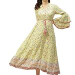 Juniper Women's Rayon Floral Print Flared Dress with Tie-Up Dori & Mask