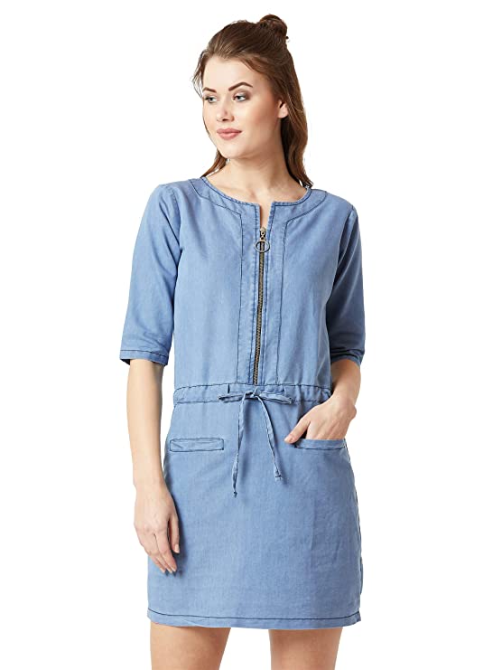 Miss Chase Women's Denim Midi Shift Dress