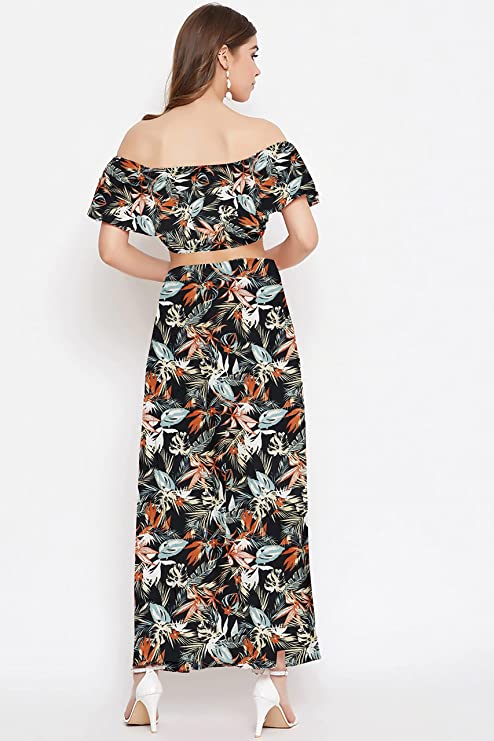 COOL AND CASUAL Women's Floral Printed Two Piece Dress Western Dress for Women - Image 4