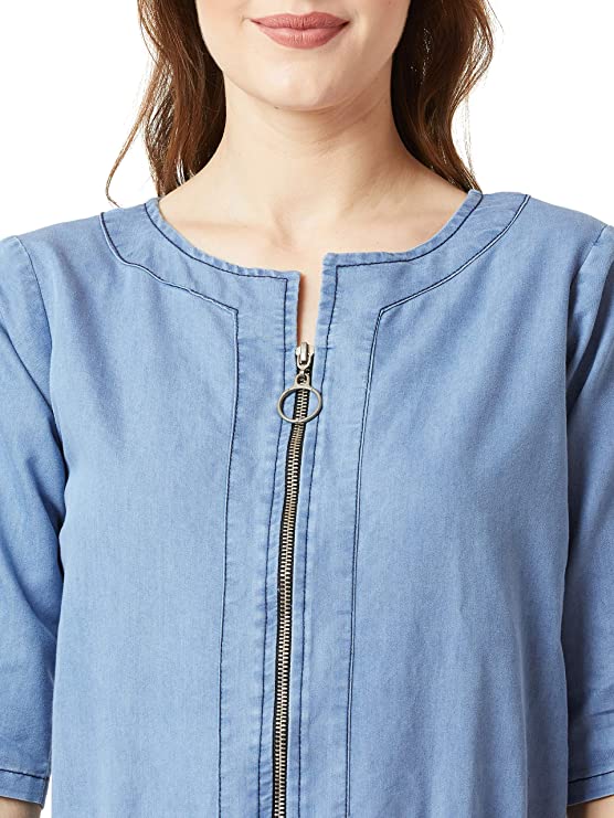 Miss Chase Women's Denim Midi Shift Dress - Image 3